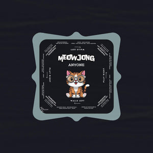Cute Kitten Blue Rim Mahjong Tablecloth with Instructions - Perfect for Mahjong Lovers