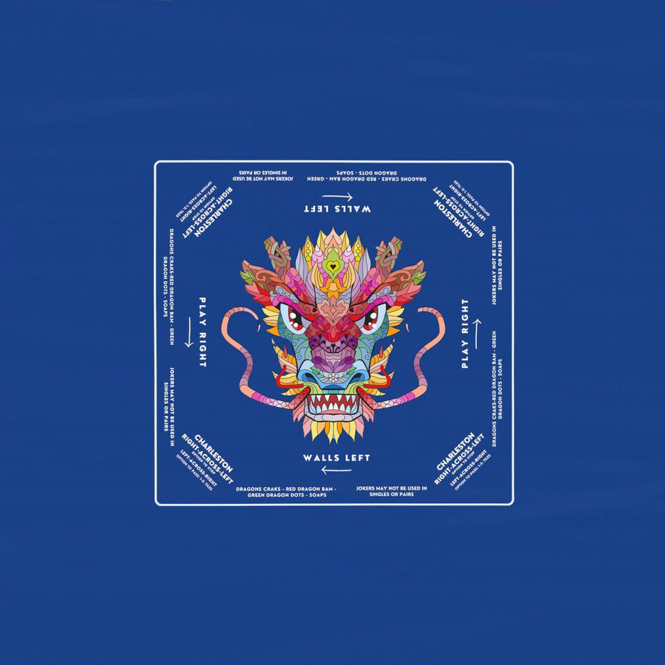 Dark Blue Dragon Mahjong Tablecloth - Vibrant and Colorful Design for Mahjong Enthusiasts