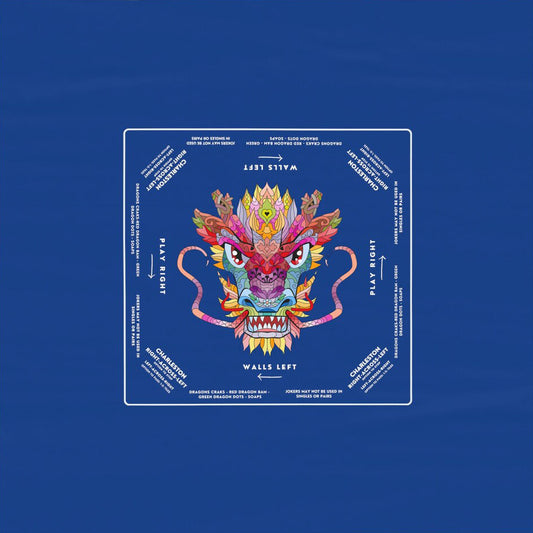 Dark Blue Dragon Mahjong Tablecloth - Vibrant and Colorful Design for Mahjong Enthusiasts