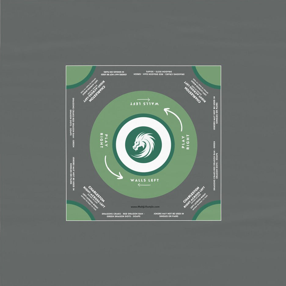 Elegant Grey and Green Mahjong Tablecloth - Premium Quality