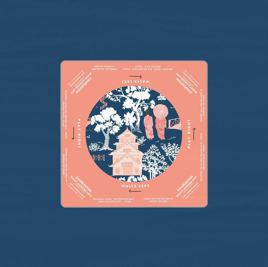 Elegant Navy and Pink Floral Mahjong Tablecloth - Perfect for Mahjong Enthusiasts, Teams, and Lovers