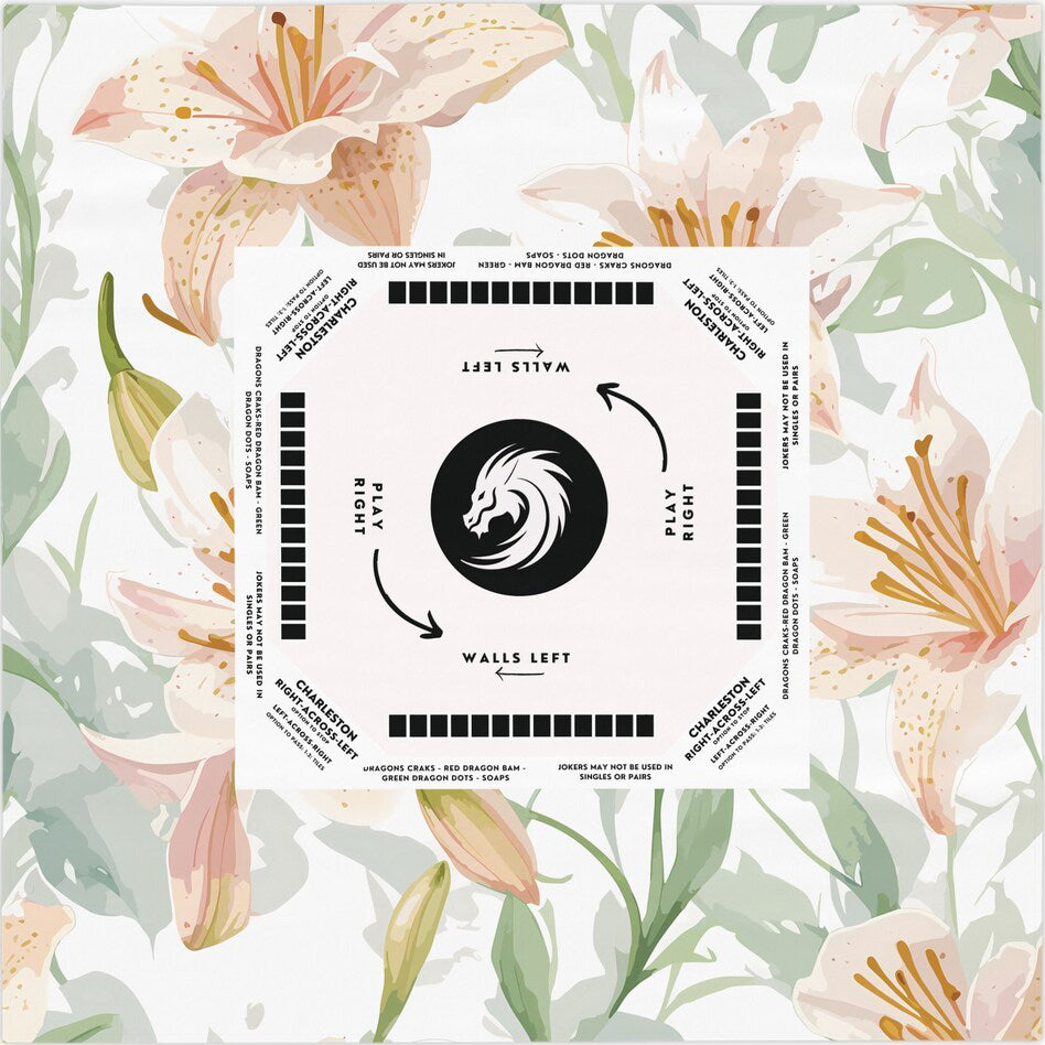 Elegant White Floral Mahjong Tablecloth - Perfect for Game Nights