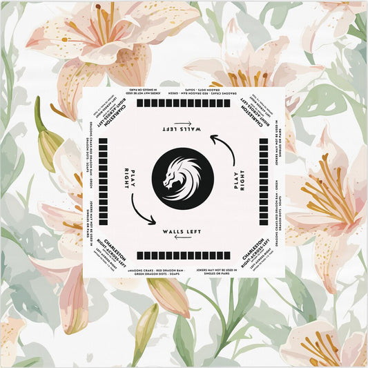Elegant White Floral Mahjong Tablecloth - Perfect for Game Nights