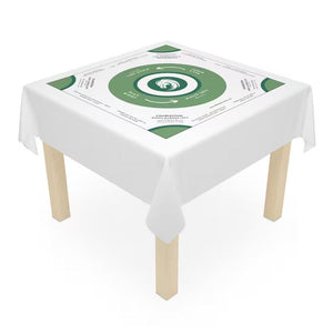 Elegant White and Green Mahjong Tablecloth - Perfect for Game Nights