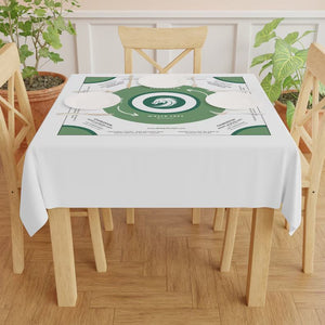 Elegant White and Green Mahjong Tablecloth - Perfect for Game Nights