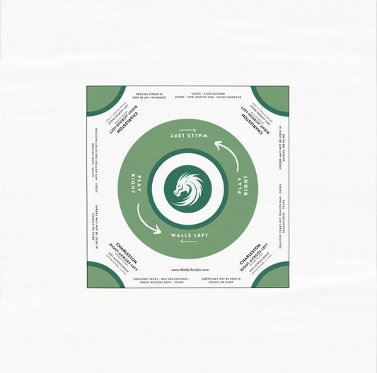Elegant White and Green Mahjong Tablecloth - Perfect for Game Nights
