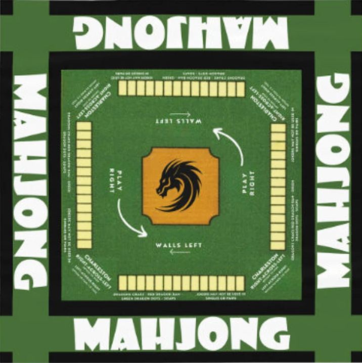 Green/Gold Basic Style-easy-to-follow mah-jong tablecloth