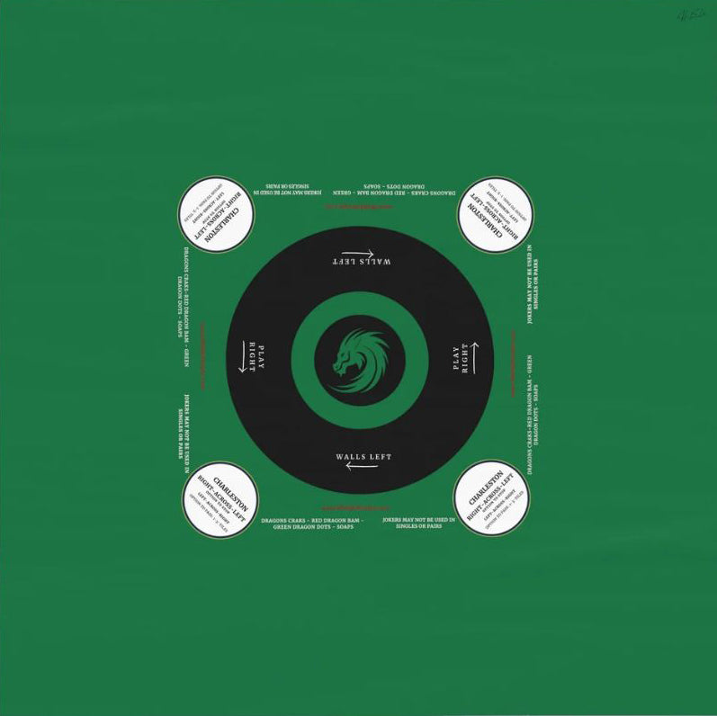 Green and Colorful Circles Mahjong Tablecloth-Handmade Table Cover for Game Nights
