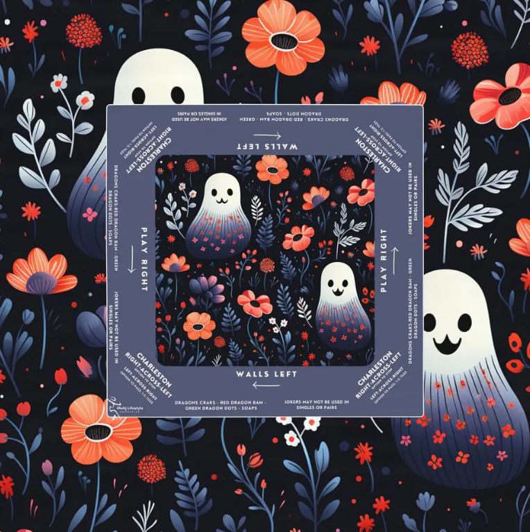Halloween Mahjong Instructional Tablecloth - Perfect for Events, Mahjong Games, and Halloween Parties, 3