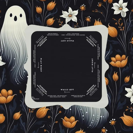 Halloween Mahjong Instructional Tablecloth - Perfect for Events, Mahjong Games, and Halloween Parties, black