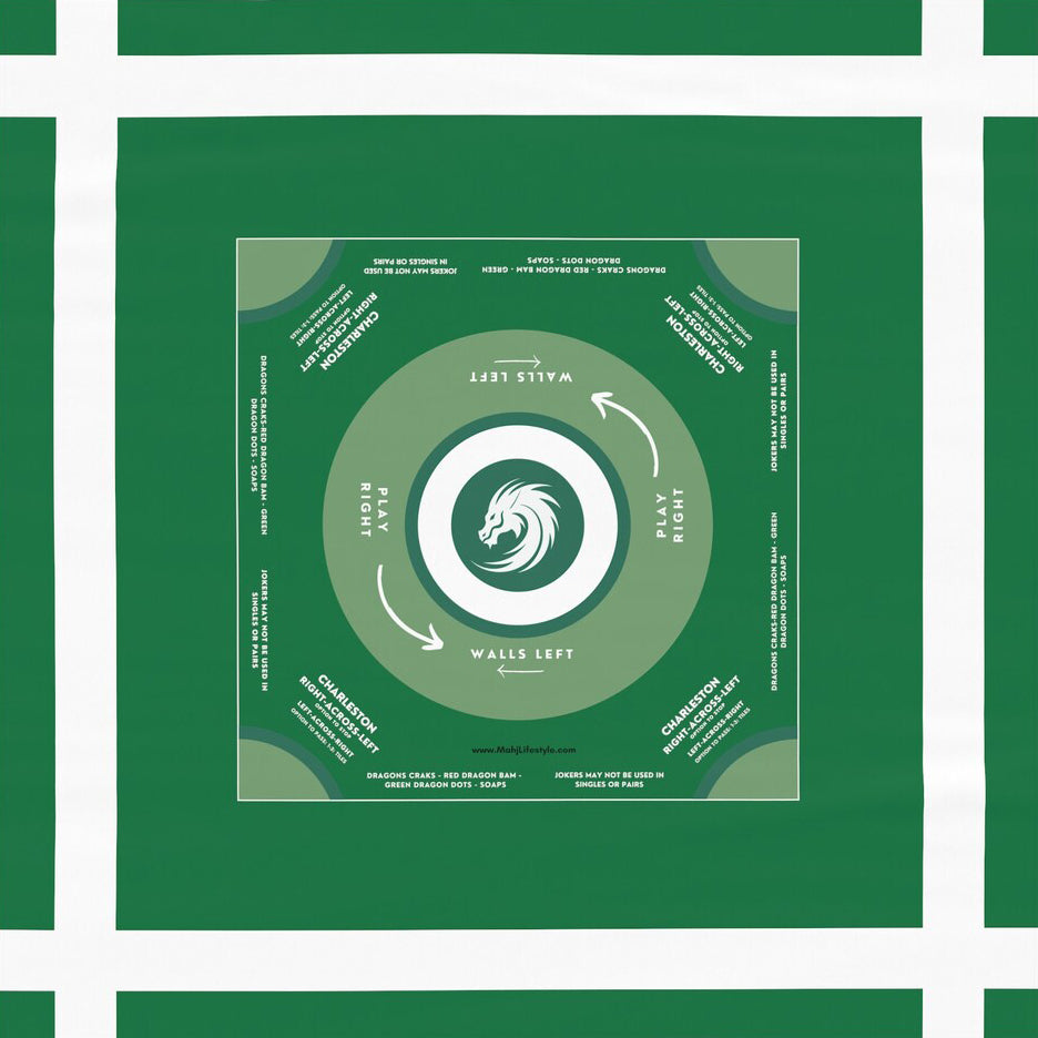 Handmade Green and White Mahjong Tablecloth - Perfect for Game Nights