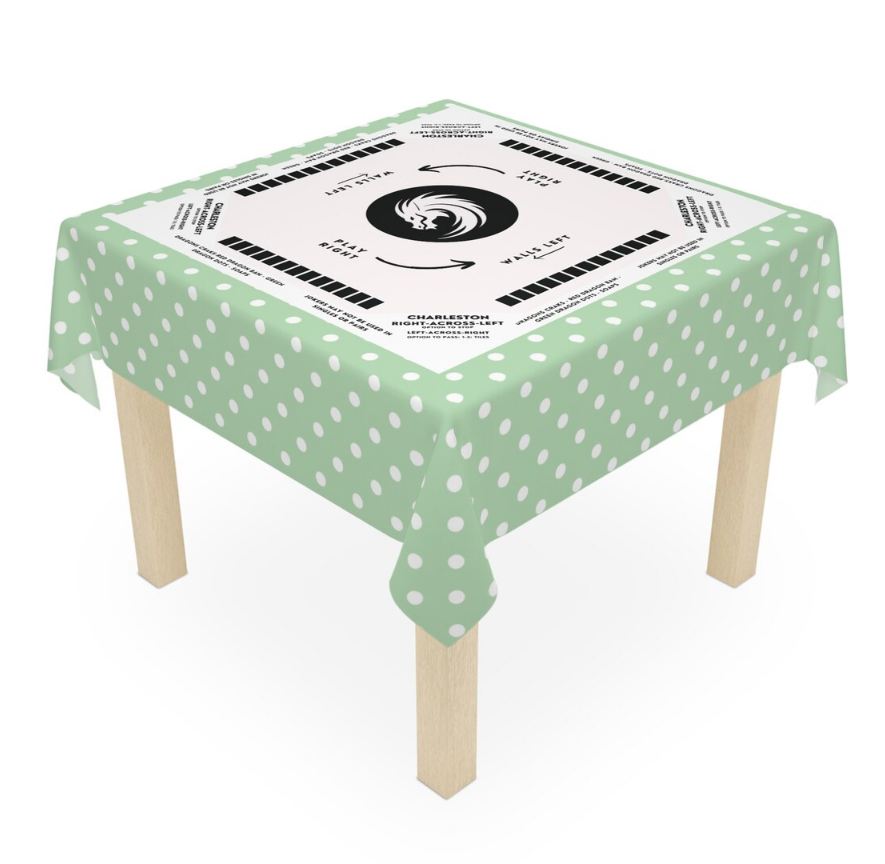 Light Green Polka Dots Mahjong Tablecloth - Fun and Stylish Game Night Essential