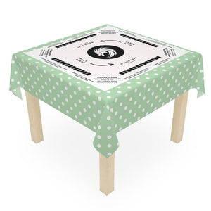 Light Green Polka Dots Mahjong Tablecloth - Fun and Stylish Game Night Essential