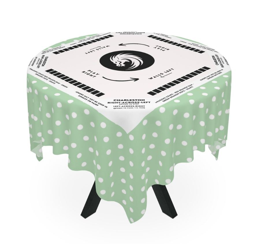 Light Green Polka Dots Mahjong Tablecloth - Fun and Stylish Game Night Essential