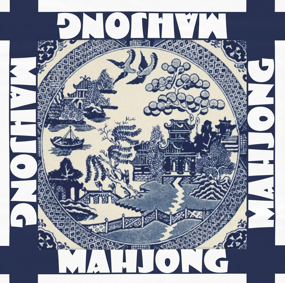 Mahjong Game, Chinoiserie Mahjong Tablecloth, Tablecloth