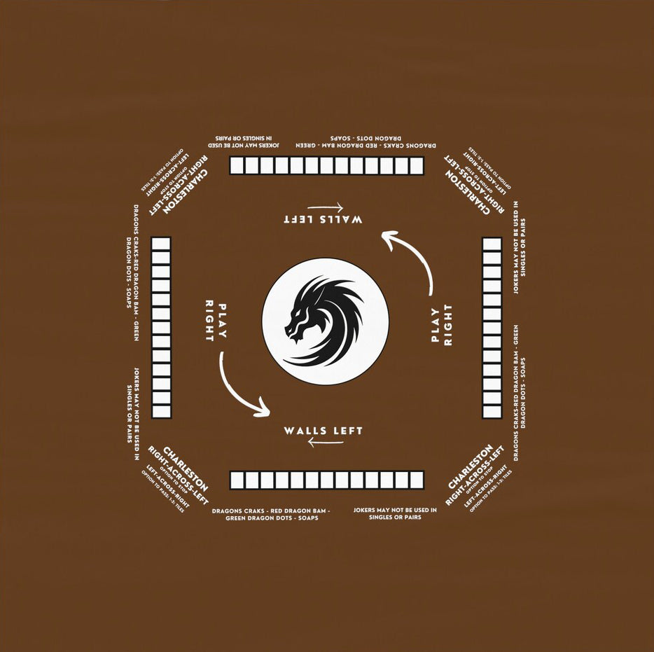 Mahjong Mat with Instructions - Mahjong Tablecloth Size 55 x 55, Mahjong with Rules, great for beginners learning how to play