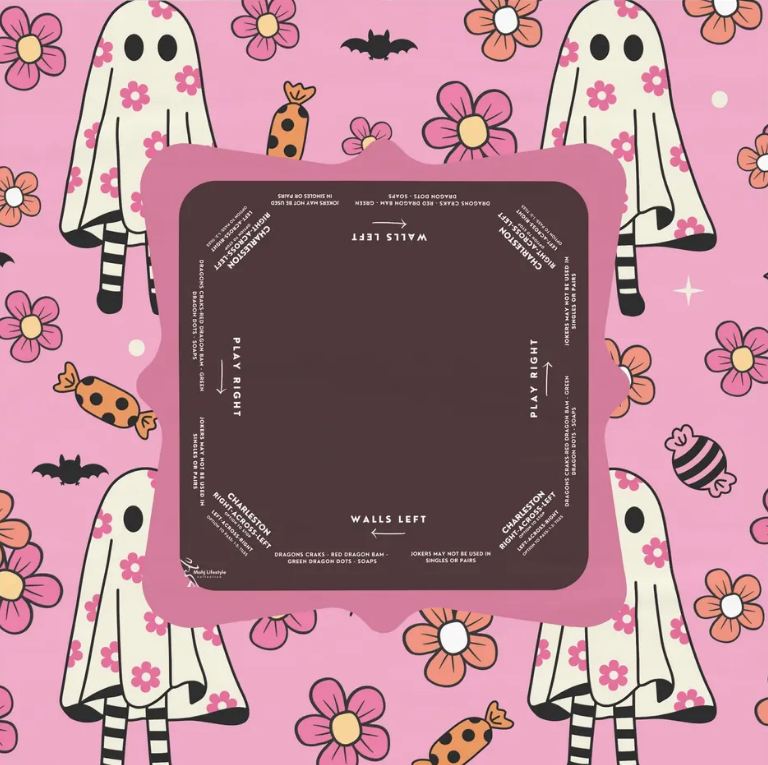 Mahjong Tablecloth with Rules, Halloween Mahjong Instructional Tablecloth - Halloween Parties
