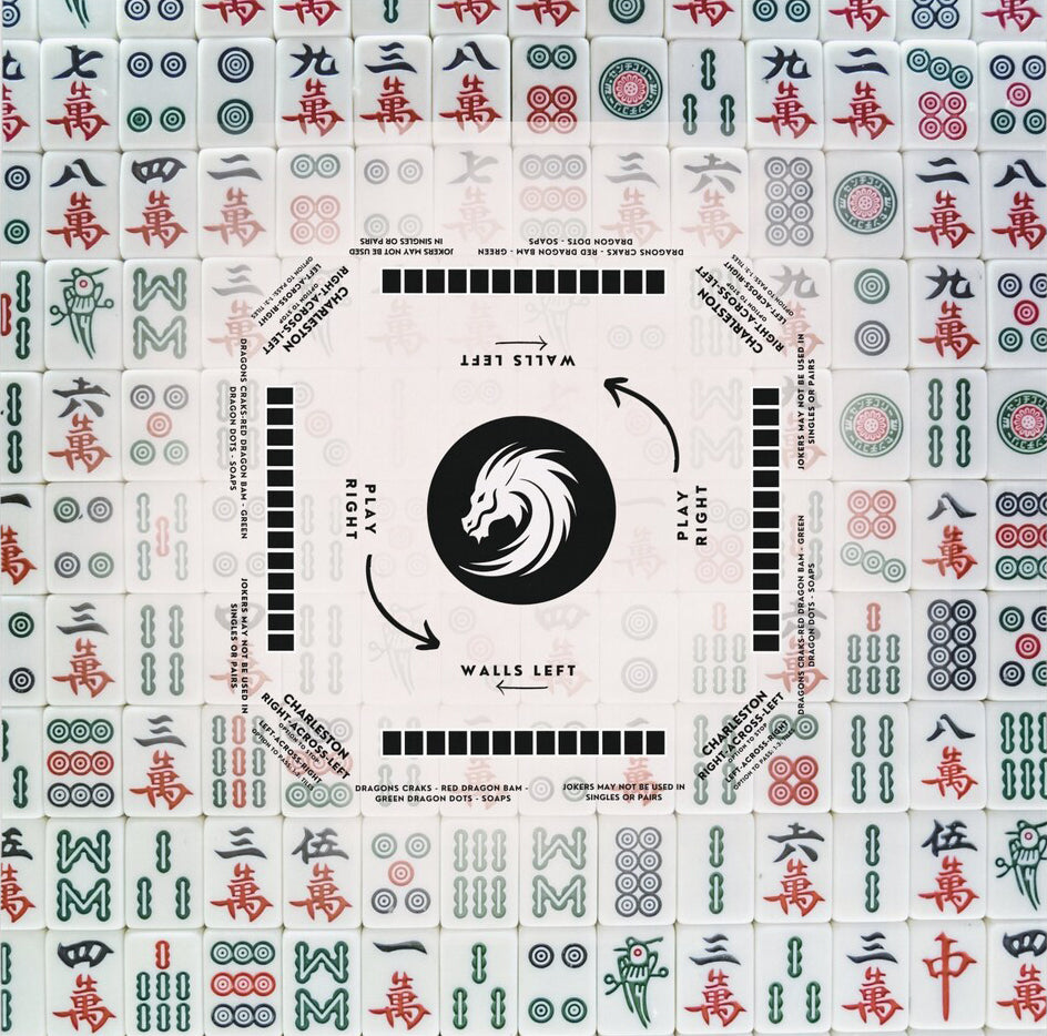 Mahjong Tile design tablecloth with Instructions - Mahjong Tablecloth Size 55 x 55, Mahjong with Rules