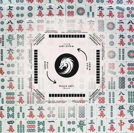 Mahjong Tile design tablecloth with Instructions - Mahjong Tablecloth Size 55 x 55, Mahjong with Rules