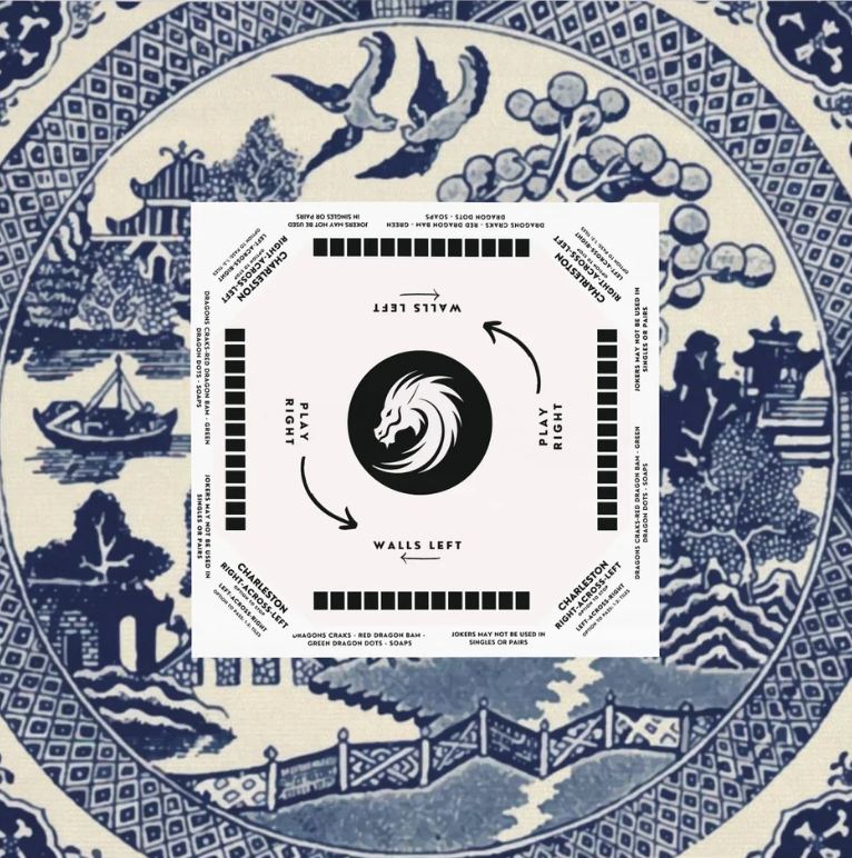 Modern Zen Mahjong Tablecloth with Instructions - Mah jongg Table cover Size 55 x 55, great for beginners learning how to play