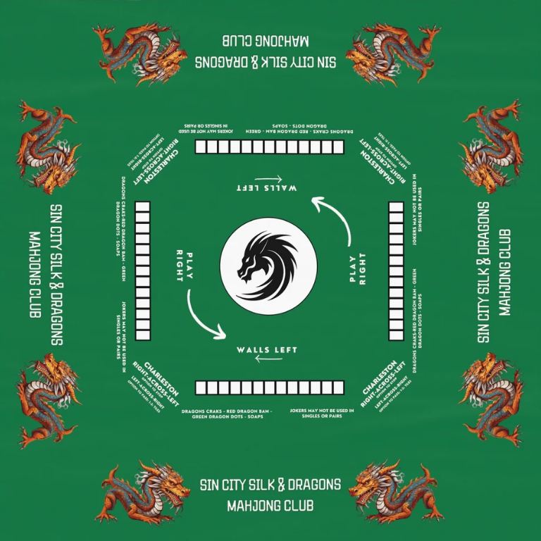 Personalized Mahjong Mat, Mahjong Rules and Instruction Tablecloth  Easy for Beginners  55.1 x 55.1 Size