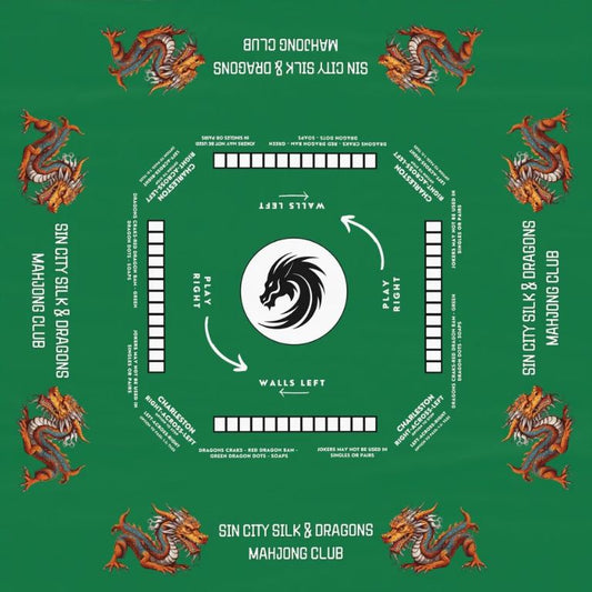 Personalized Mahjong Mat, Mahjong Rules and Instruction Tablecloth  Easy for Beginners  55.1 x 55.1 Size