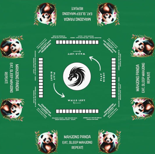 Personalized Panda designed Mahjong Tablecloth  Easy-to-Follow Rules and Instructions  55.1 x 55.1 Size