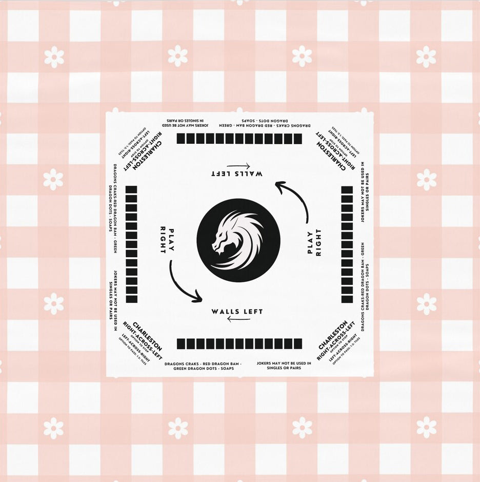Playful Pink Floral Tablecloth for Mahjong Enthusiasts, great for beginners or students of the game