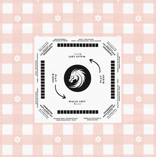 Playful Pink Floral Tablecloth for Mahjong Enthusiasts, great for beginners or students of the game