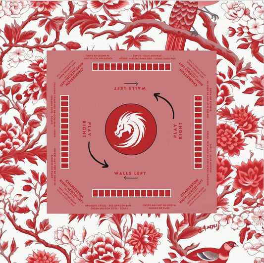 Red Asian-Inspired Mahjong tablecloth, Vibrant Chinoiserie Design, Table Cover, Festive Gathering Focal Point for Family Bonding