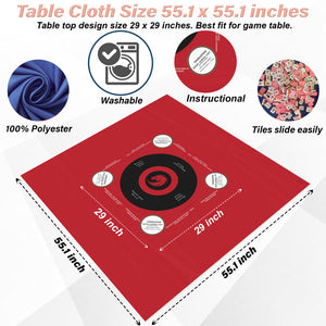 Red and white circle Mahjong tablecloth-easy-to-follow mah-jong tablecloth