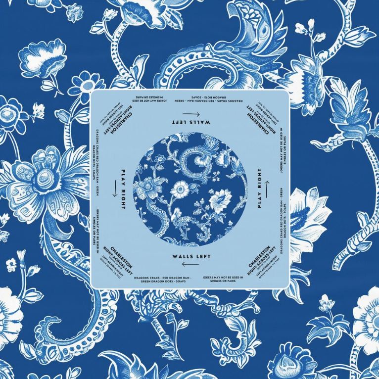 Royal Blue Mahjong Tablecloth with Rules & Directions - Perfect for Mahjong Trainers and Learners