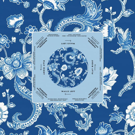Royal Blue Mahjong Tablecloth with Rules & Directions - Perfect for Mahjong Trainers and Learners