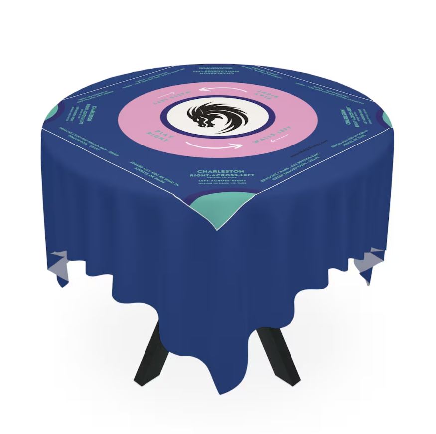 Vibrant Blue Mahjong Tablecloth - Perfect for Game Nights, with instructions