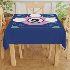 Vibrant Blue Mahjong Tablecloth - Perfect for Game Nights, with instructions