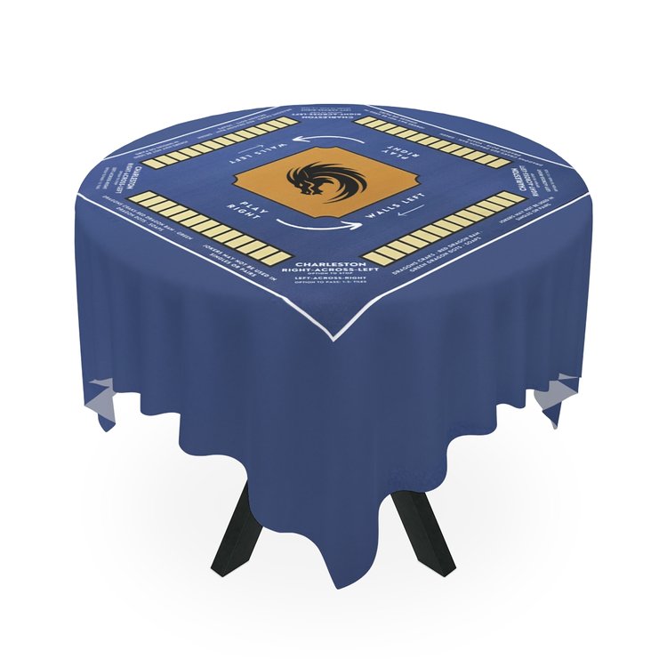 Blue/Gold Mahjong Tablecloth-easy-to-follow mah-jong tablecloth