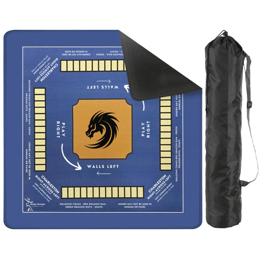 Blue Mahjong Mat 31.5 x 31.5 - Durable Surface for Great Game Night Experiences