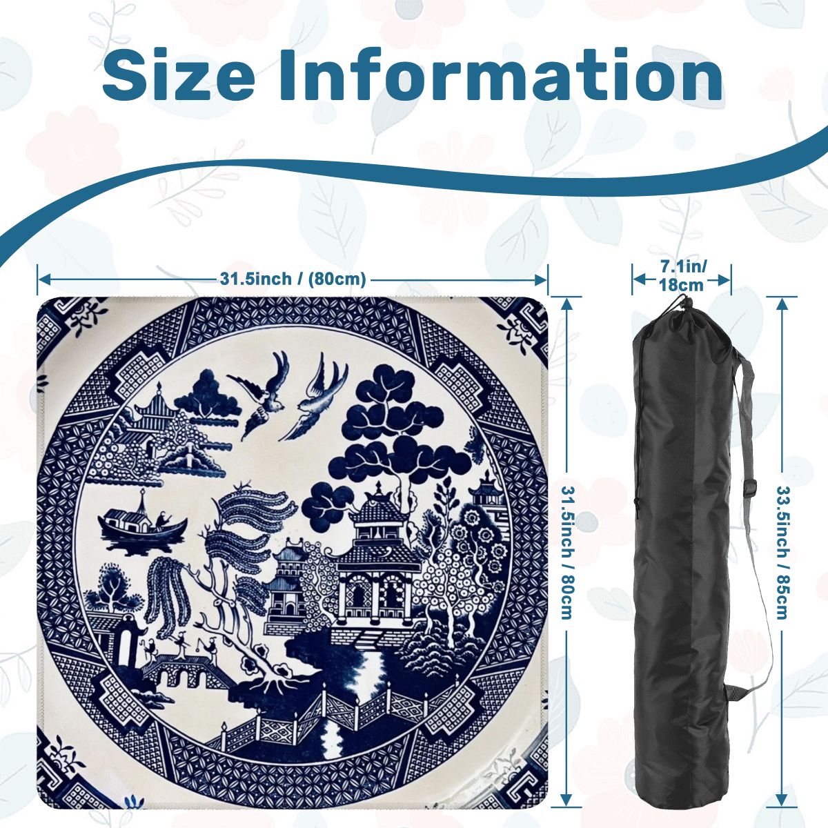 Navy Chinoiserie Mahjong Mat 31.5 x 31.5 - Essential for Mahjong Enthusiasts