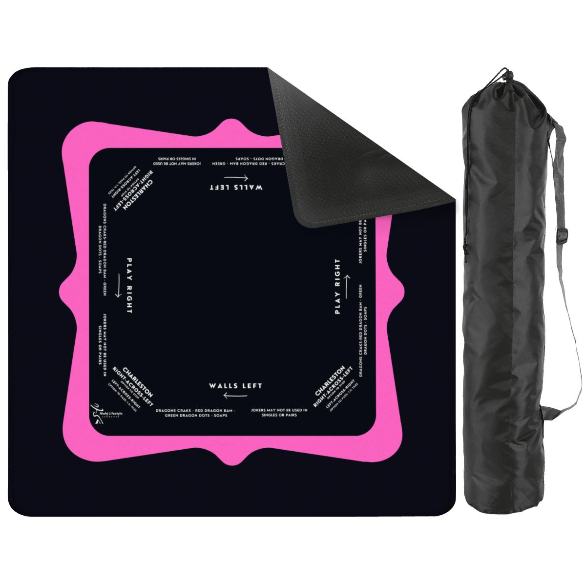 Mahjong mat pink and black color  31.5"x31.5