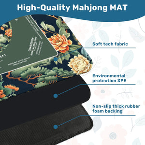 Green Peacock Mahjong Mat 30x30 - Durable Surface for Great Game Nights