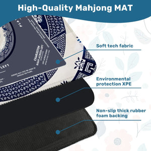 Chinoiserie Mahjong Mat with Storage Case | Classic Blue & White Table Mat