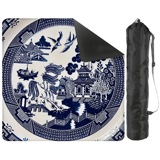 Navy Chinoiserie Mahjong Mat 31.5 x 31.5 - Essential for Mahjong Enthusiasts