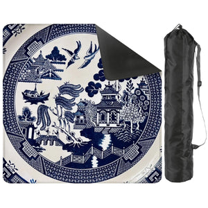 Navy Chinoiserie Mahjong Mat 31.5 x 31.5 - Essential for Mahjong Enthusiasts