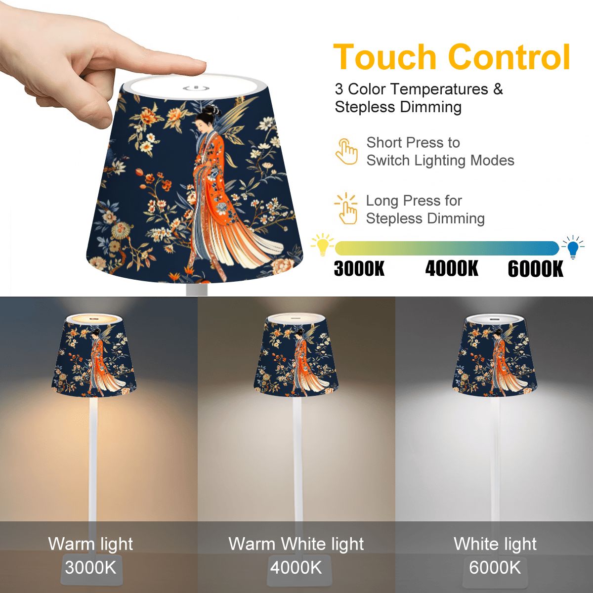 Rechargeable Asian-Inspired Accent Lamp