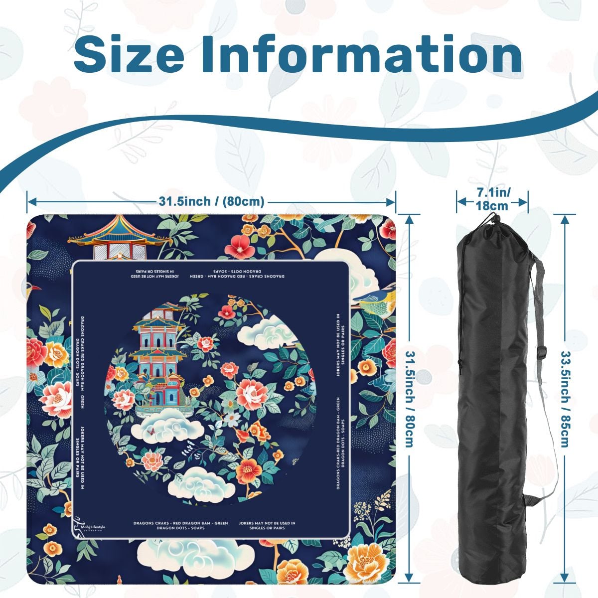 Blue Pavilion Mahjong Mat with Storage Case