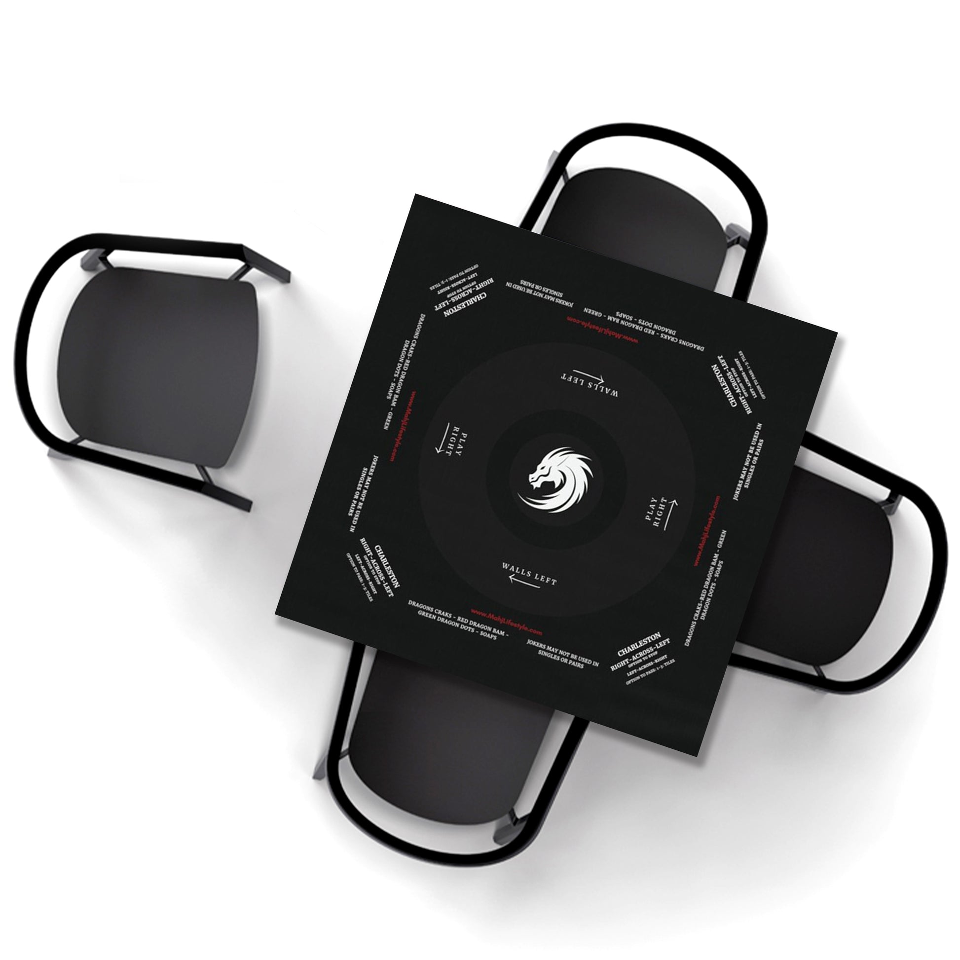 Black on Black Mahjong Game Tablecloth-easy-to-follow mah-jong tablecloth
