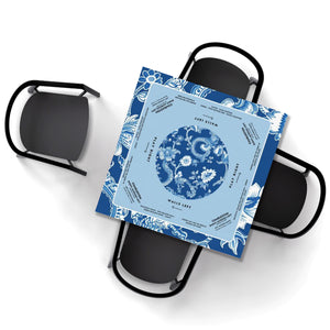 Royal Blue Mahjong Tablecloth with Rules & Directions - Perfect for Mahjong Trainers and Learners