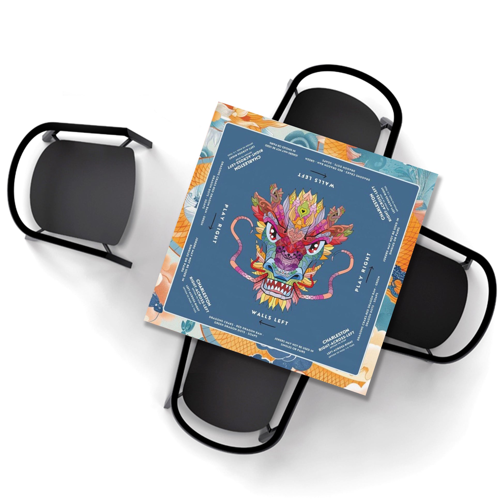Vibrant Colorful Dragon Design Mahjong Tablecloth - Perfect for Mahjong Lovers & Teams