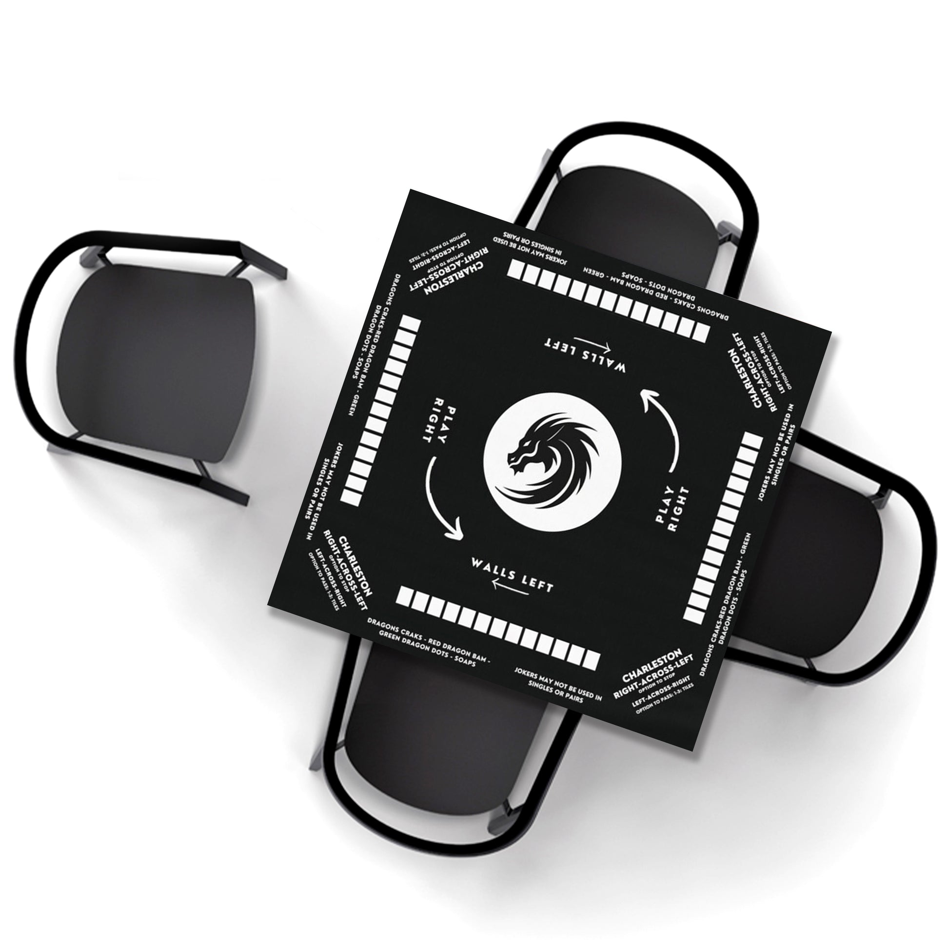 Mahjong game Tablecloth - Black and White Collection, Mahjong with rules written on the tablecloth makes it easy for beginners to learn
