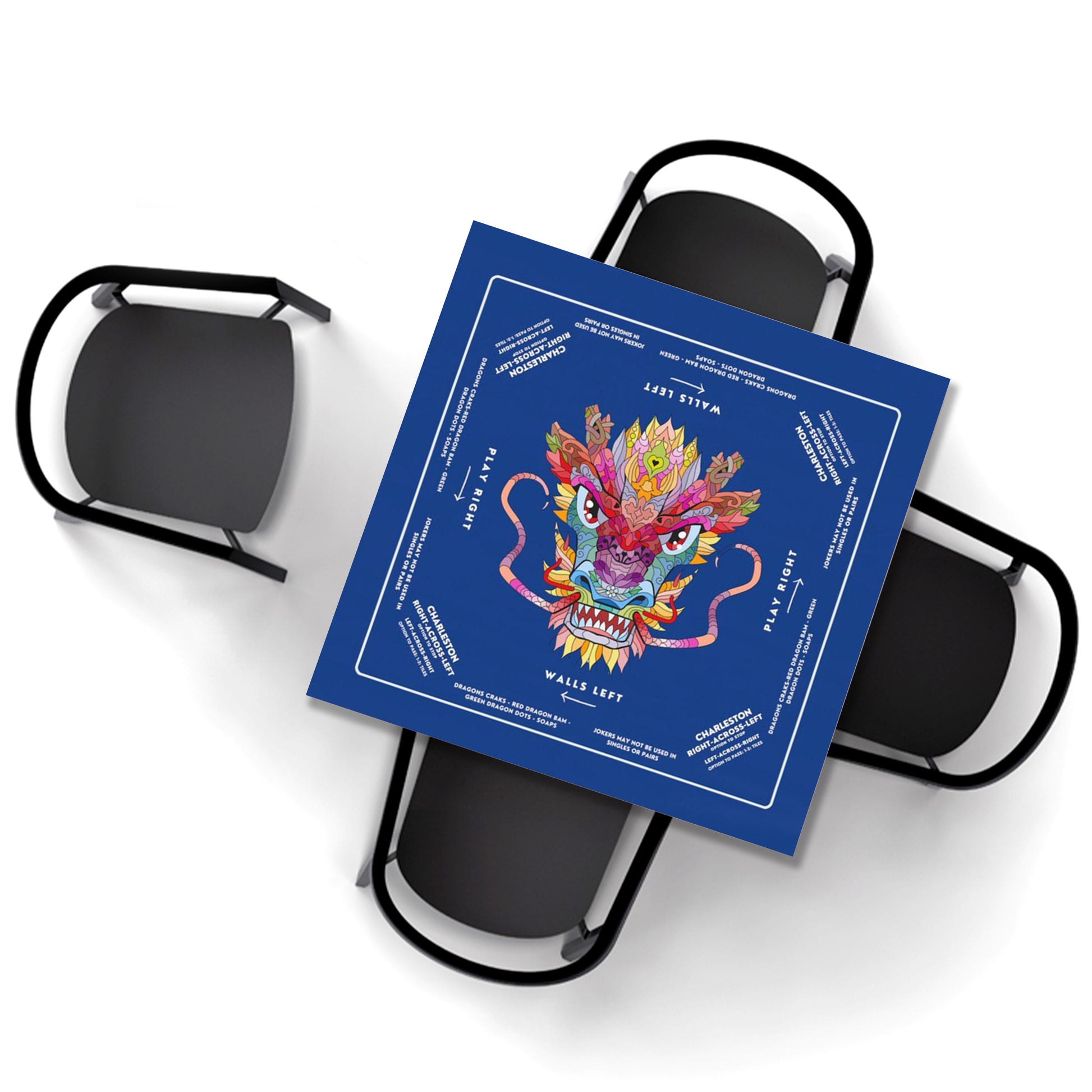 Dark Blue Dragon Mahjong Tablecloth - Vibrant and Colorful Design for Mahjong Enthusiasts